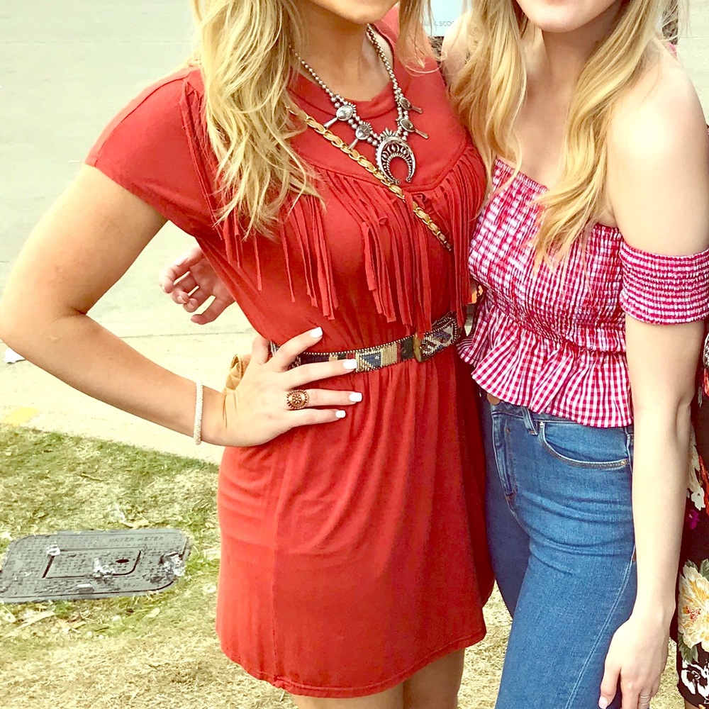 Tassel Dress orange/red Clay color! Worn ONE TIME!